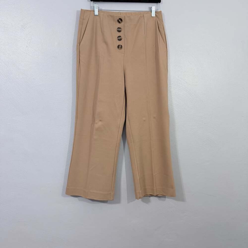 Jules & Leopold Button-Front Ankle Pants Size M Tan Rayon Blend